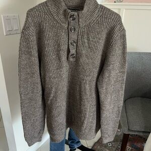 Immagini Sweater Mens 2XL Gray Wool Blend Cable Knit MockNeck Italy Made